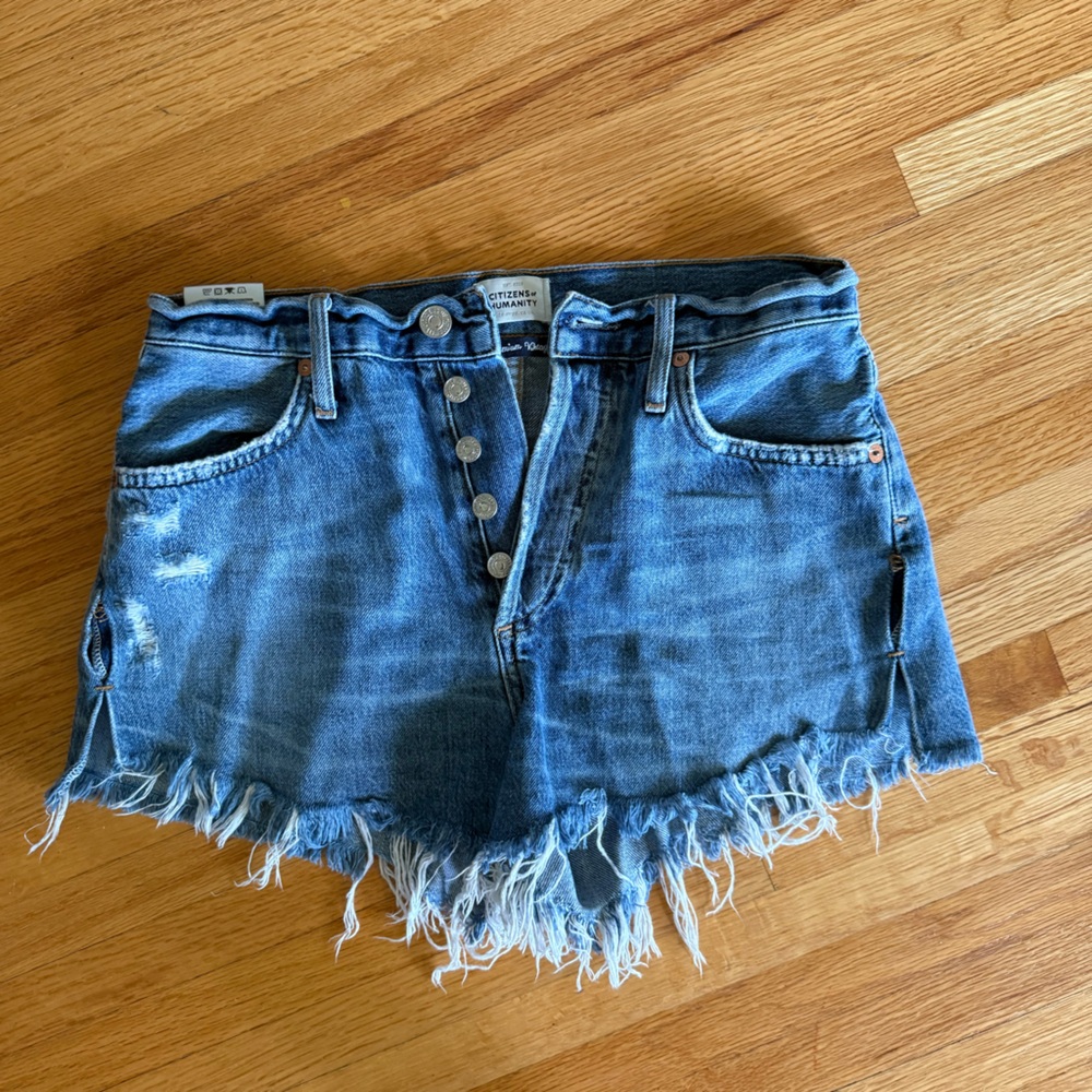 Citizens Of Humanity Frayed Blue Jean Shorts